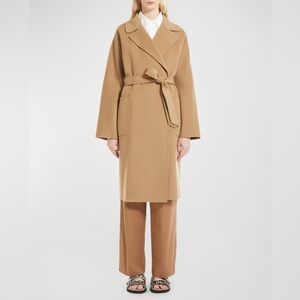 MaxMara Weekend Rovo Belted Wool Camel Tan Robe Coat Size Medium